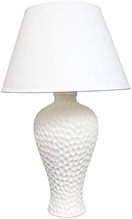 Simple Designs LT2004-WHT Hammered Stucco Curvy Ceramic Table Lamp, White | Amazon (US)