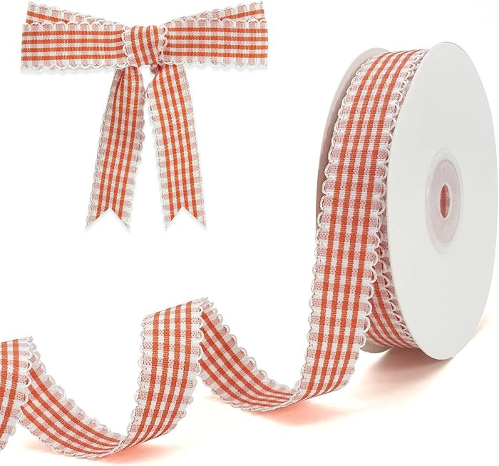 Orange Gingham Plaid Ribbon 5/8" x20Yds | Amazon (US)