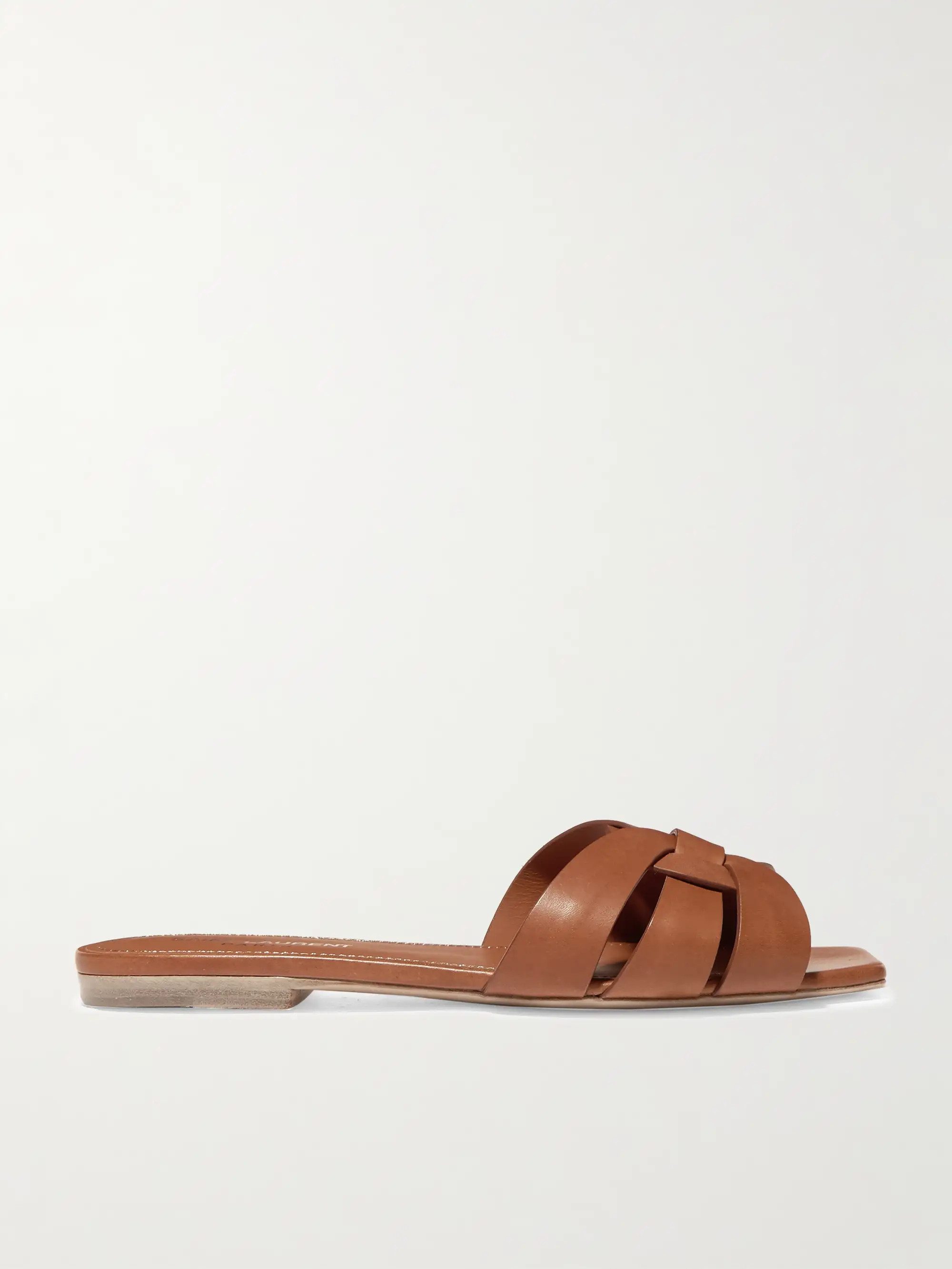 Tan Nu Pieds woven leather slides | SAINT LAURENT | NET-A-PORTER | NET-A-PORTER (UK & EU)