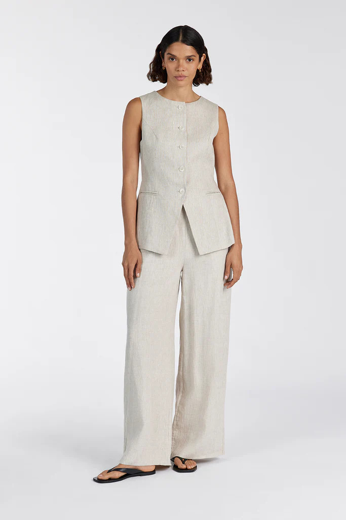GINA NATURAL LINEN WAIST PANT | DISSH