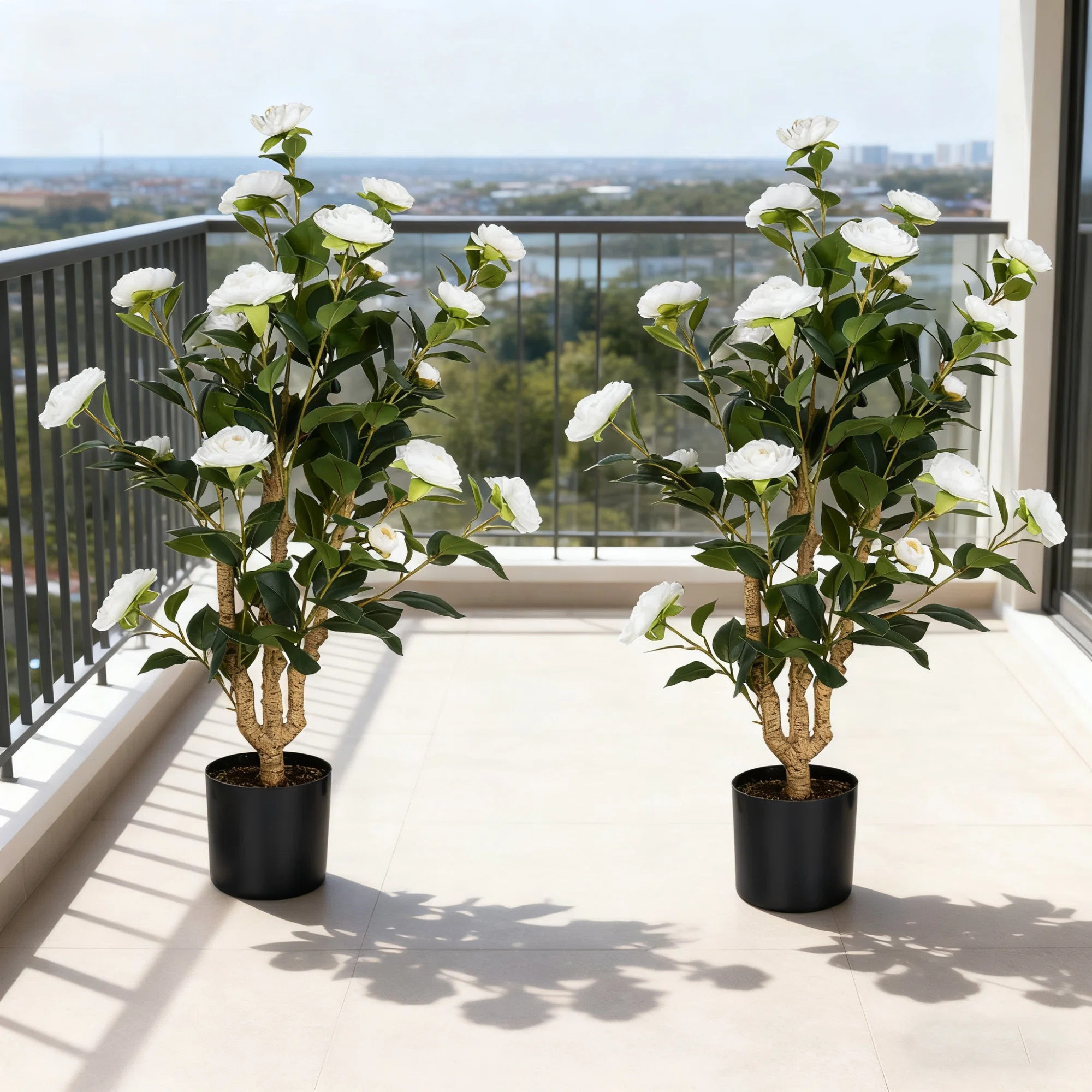 Faux Camellia Plant, Artificial Camellia Tree, Fake Potted Flower Tree For Indoor Outdoor Decor -... | Wayfair North America