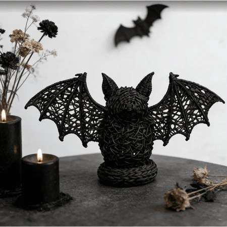 Summerween Halloween Woven Bat Figurine Decorations, Boho Style Seagrass Bat Ornament, Living Room Courtyard Halloween Decor | Walmart (US)