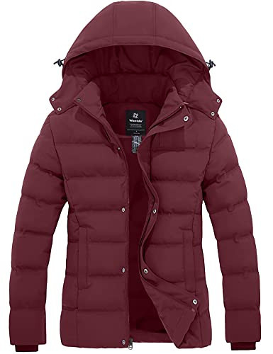 wantdo Women's Thick Winter Coat Quilted Puffy Jacket Wine Red S | Amazon (US)