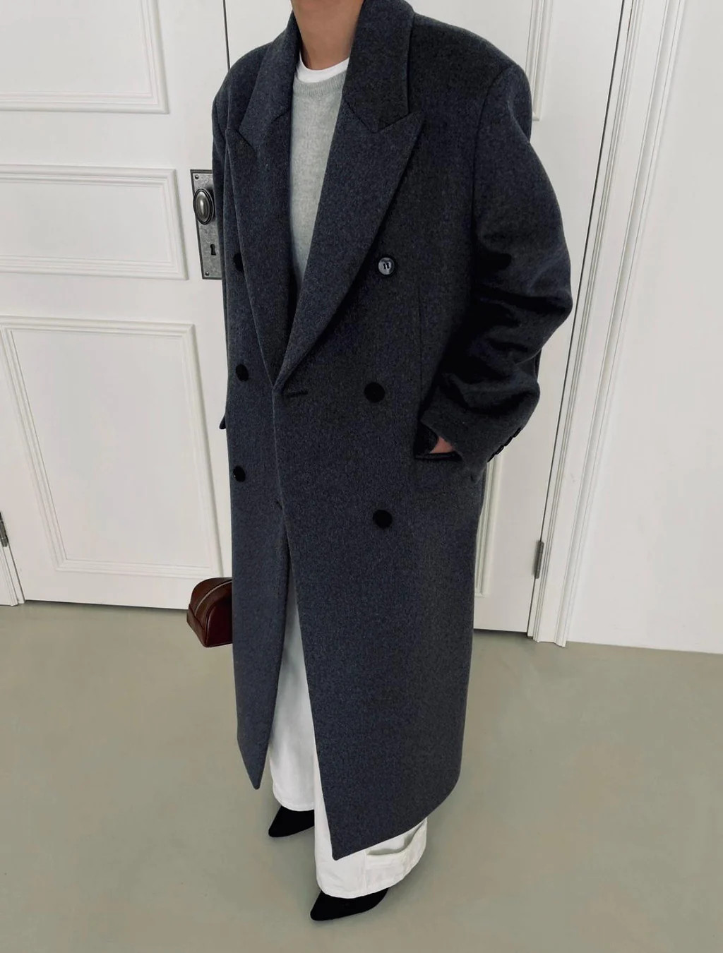 Banie Wool Boyfriend Coat Anthracite | Marcela London