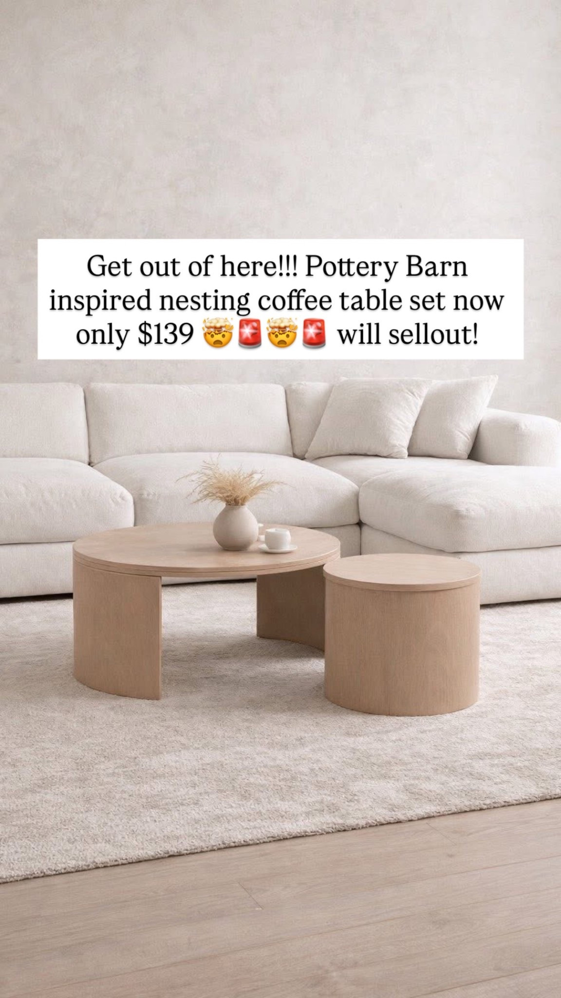 Get out of here!!! Pottery Barn inspired nesting coffee table set with hidden storage now only $139 🤯🚨🤯🚨 will sellout! 

#LTKHome #LTKSaleAlert