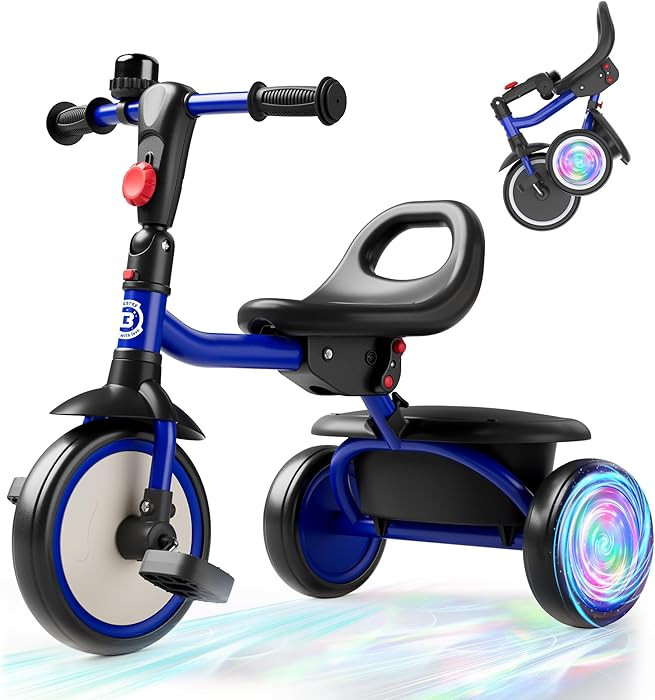 besrey Kids Tricycle with Flash Wheels for Ages 18 Months to 5 Years, Toddler Tricycle with Bell,... | Amazon (US)