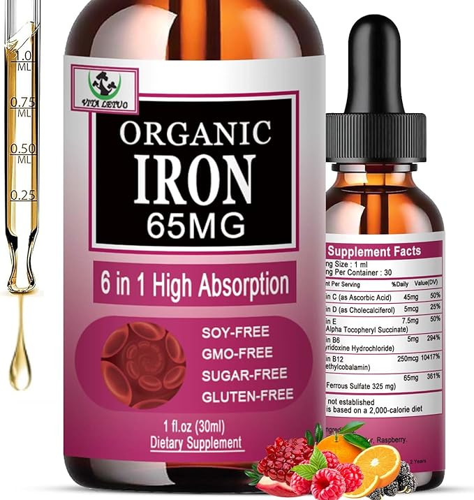 Iron Supplement for Women with Vitamin C,6-in-1 Liquid Supplement w/Vitamin B12,Vitamin B6,High A... | Amazon (US)