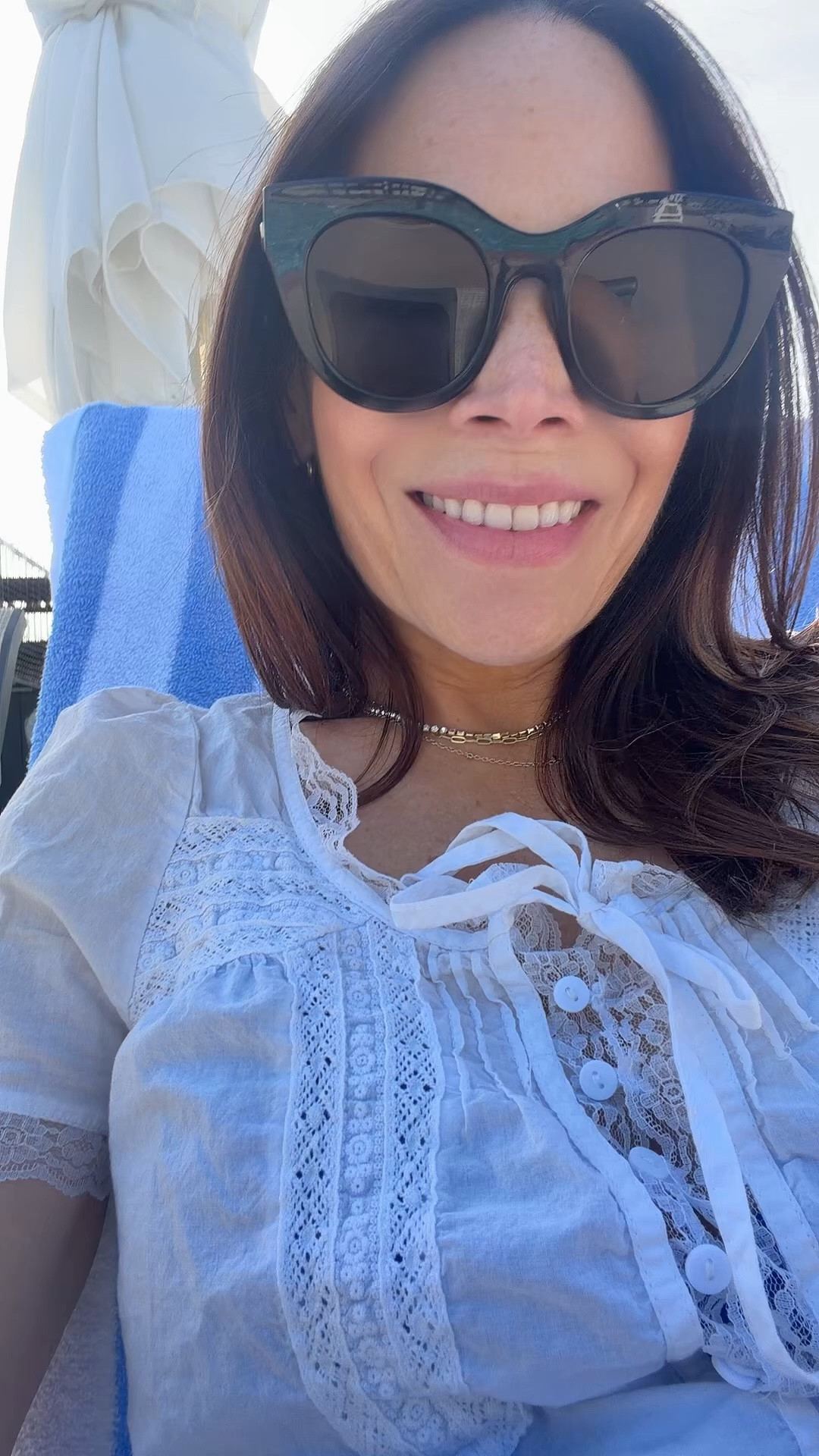 White blouse- sweet and pretty details. 

Perfect little top to wear with white shorts and look like a set.

Now I'm using as a swim coverup. Don't put in the dryer or it may shrink too much!

#LTKootd #LTKPetite #LTKOver40