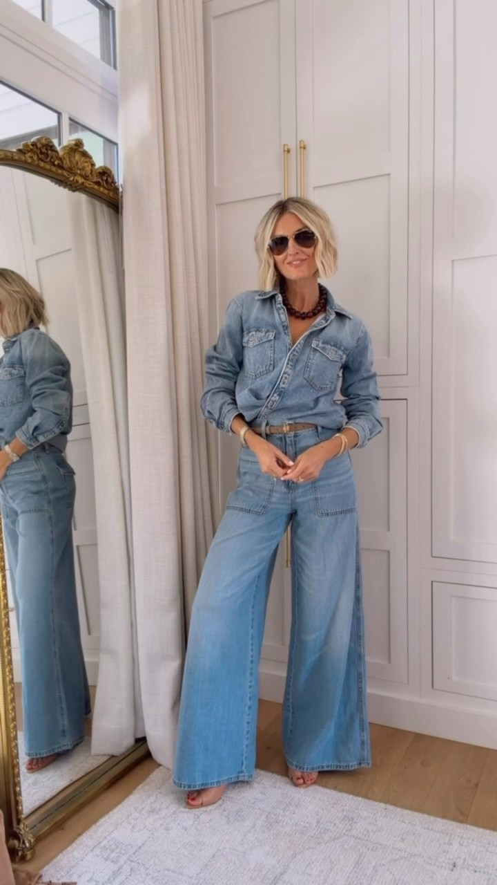 I love a denim on denim moment! This would be so cute for a country concert in the fall! Wearing XS/2!

Loverly Grey, Target, wide leg jeans, denim shorts, denim button down, Canadian tuxedo, country concert outfit

#LTKSeasonal