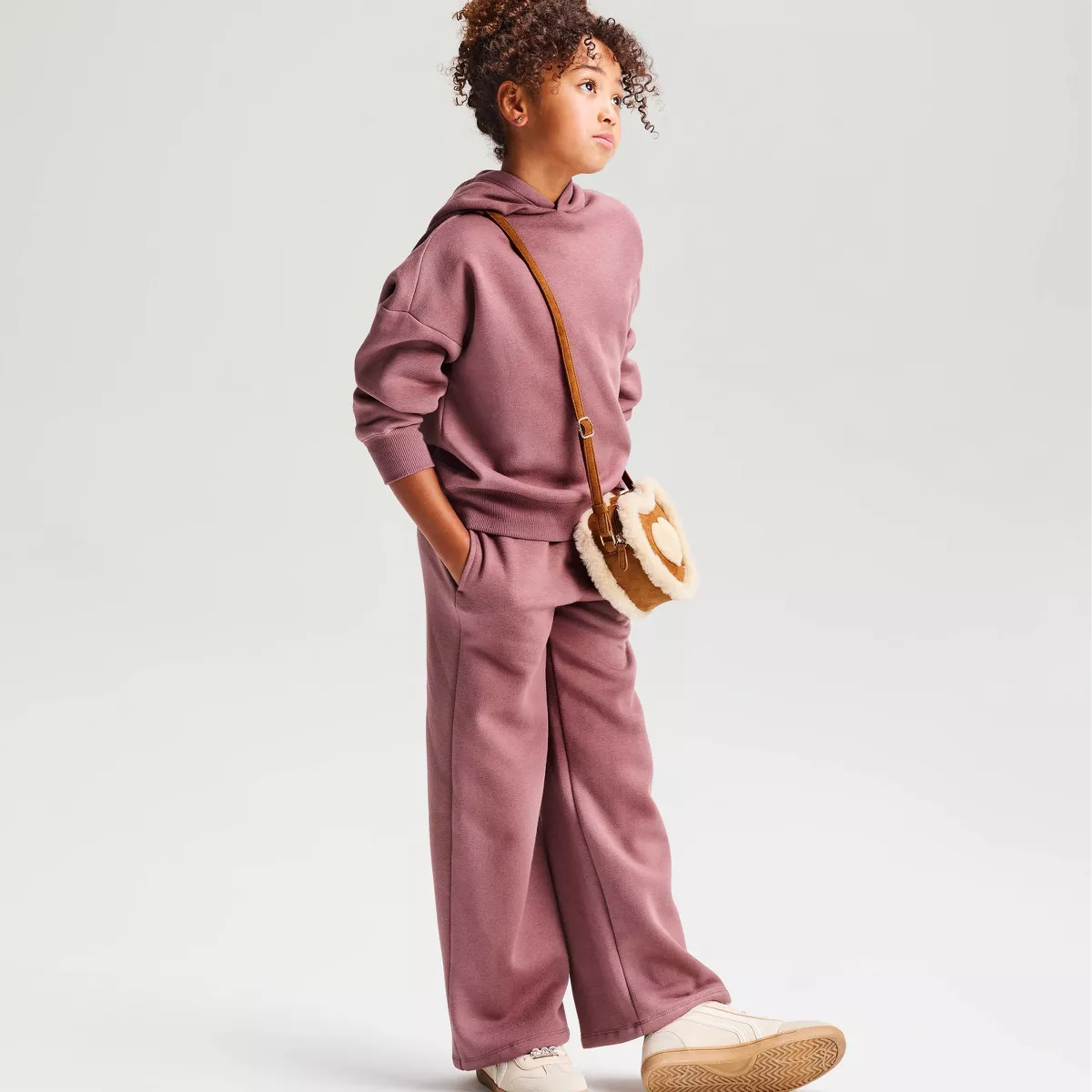 Girls' Graphic Fleece Hooded Sweatshirt - Cat & Jack\u2122 Dusty Brown XS | Target