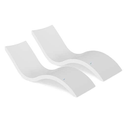 Ledge Lounger - Signature Chaise - Inside Pool & Sun Shelf Lounge Chair - Designed for Shallow Shelves Up to 9” - Compatible with All Pool Types - Poolside & Sun Deck Tanning - Set of 2 - White | Amazon (US)