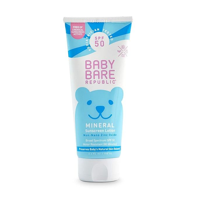 Bare Republic Baby Mineral SPF 50 Sunscreen and Sunblock Lotion, Pediatrician Tested and Vegan, 2... | Amazon (US)