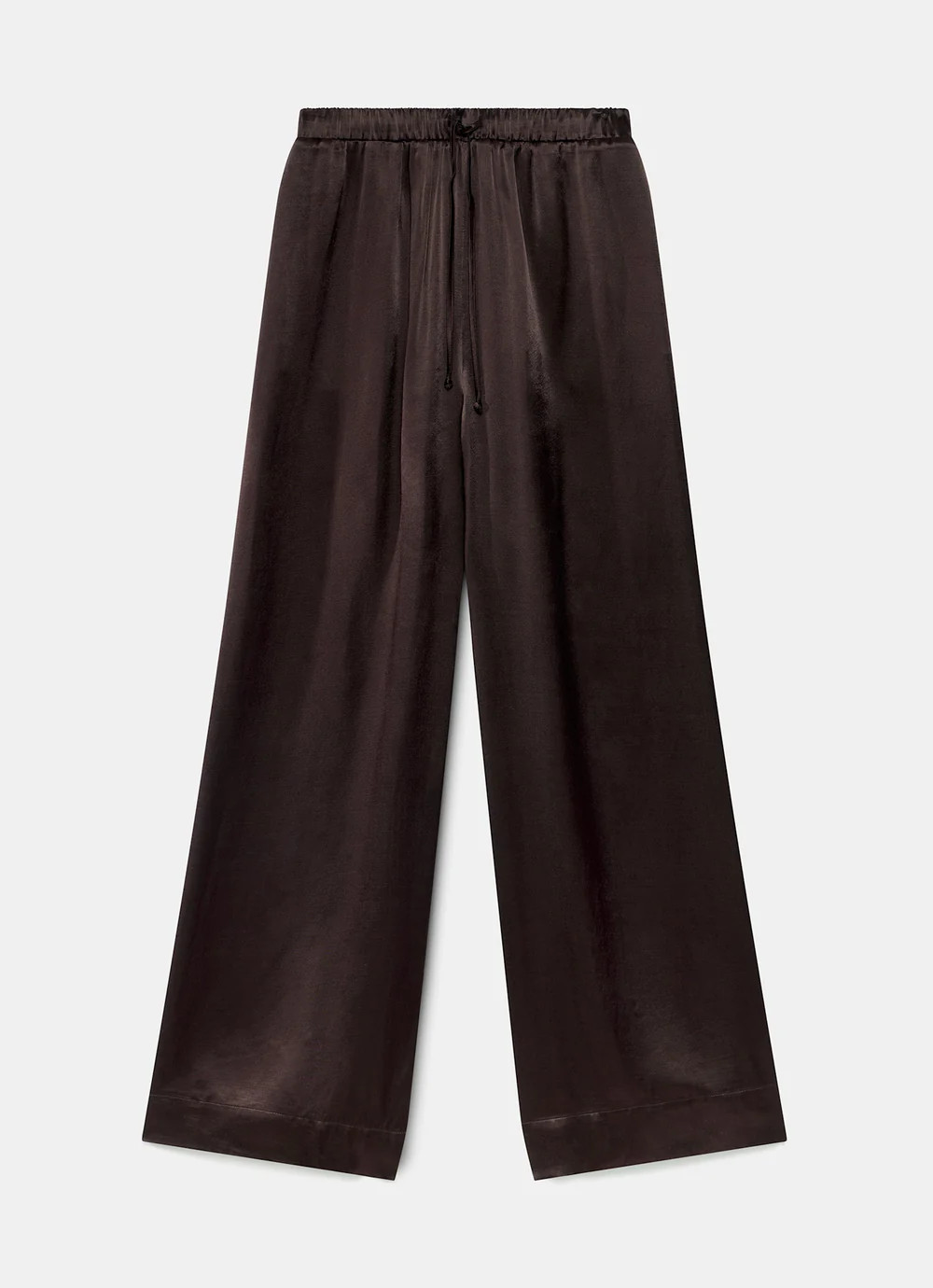Brown Satin Wide Trousers | Mint Velvet