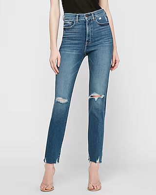 Super High Waisted Ripped Slim Jeans | Express