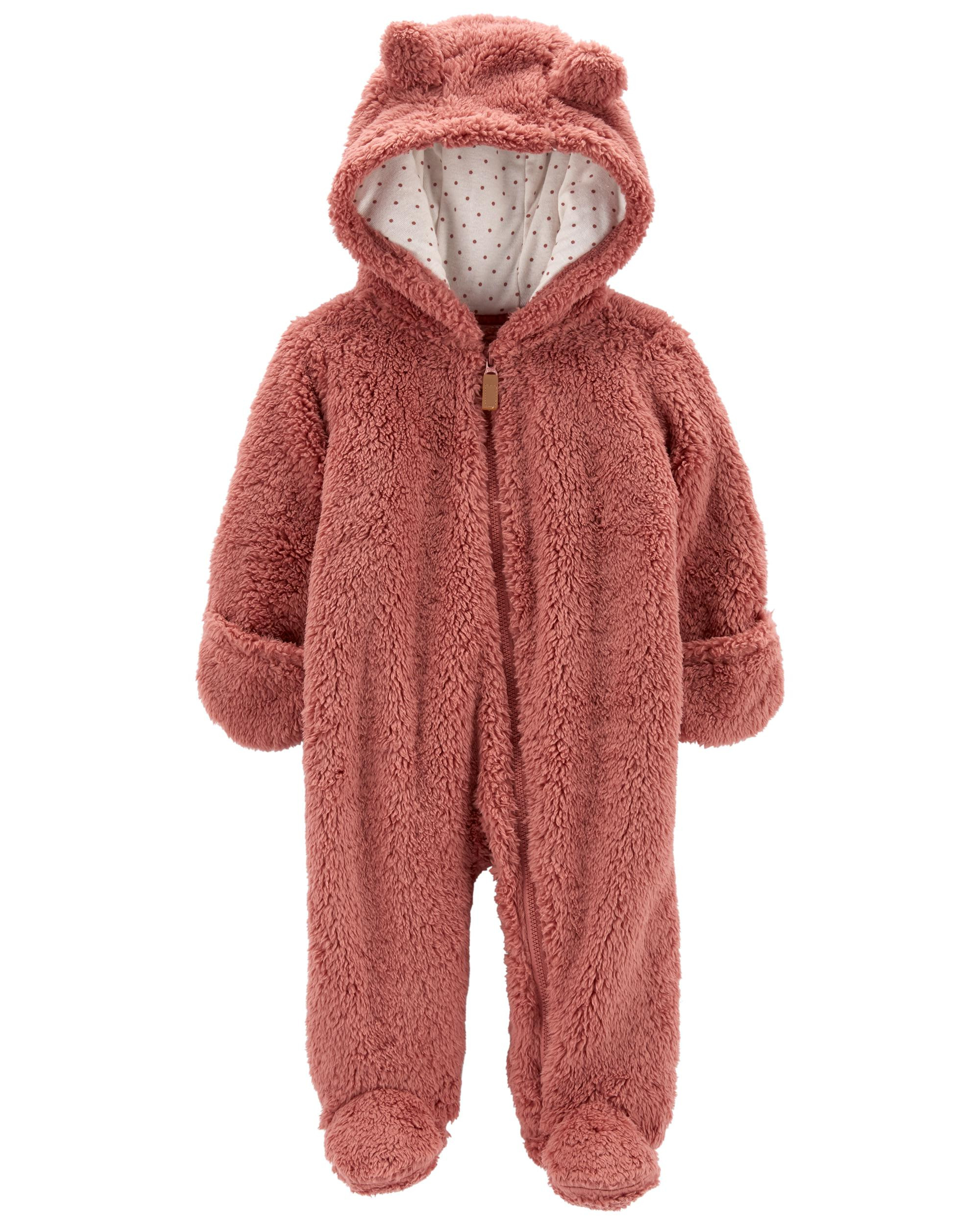 Pink Baby Zip-Up Sherpa Pram | carters.com | Carter's