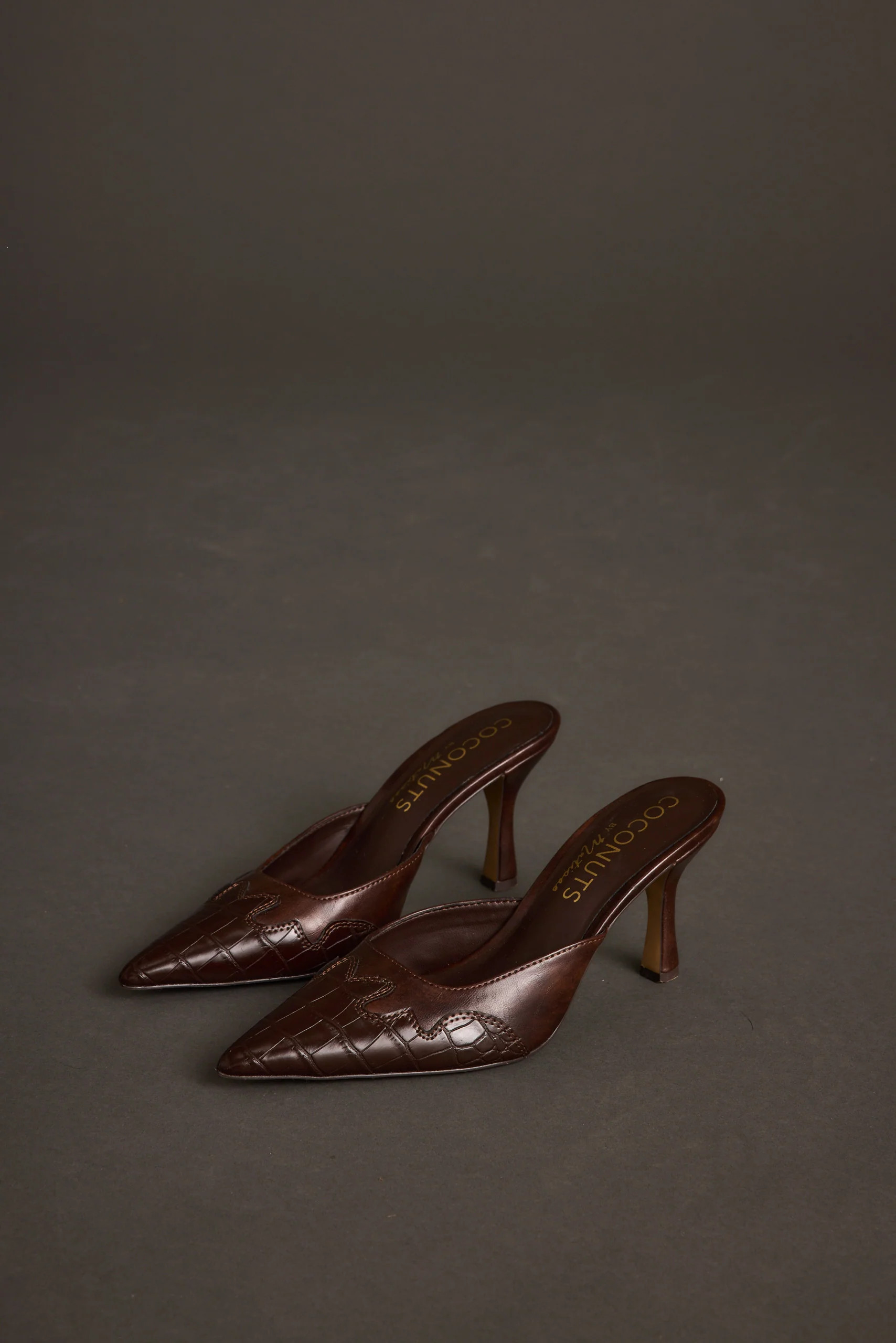 Delaney Espresso Western Croc Heel | 12th Tribe | 12th Tribe