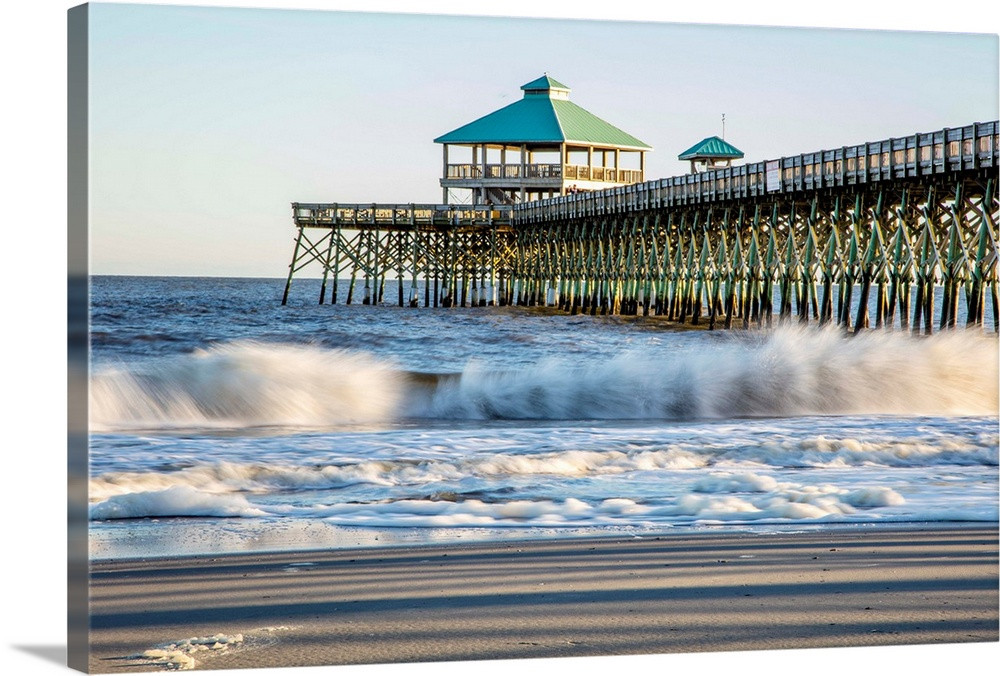 United States, North Carolina, Folly Beach, Surf At The Pier On The Beach | Great Big Canvas - Dynamic