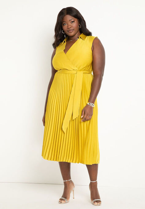 Midi Dress With Pleated Skirt | Eloquii