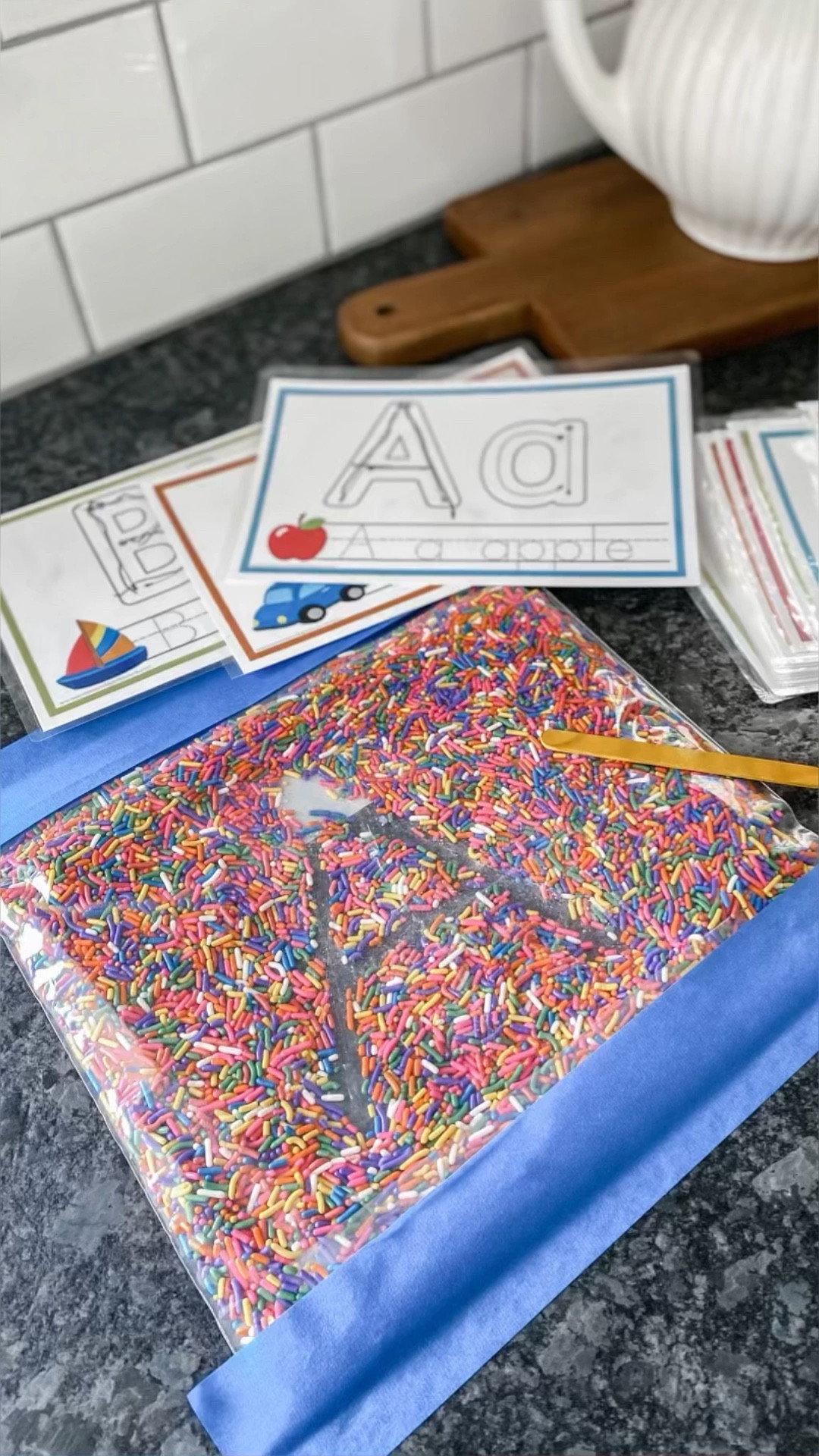 Sprinkle writing is a fun way to introduce OR reinforce letter formation. Learning to write is all about consistency and repetition. Exposing your child to letters in creative ways will keep them engaged and wanting to practice. All you need for this preschool activity is sprinkles, a gallon sized baggie, and a popsicle stick!

#LTKkids #LTKFind #LTKfamily