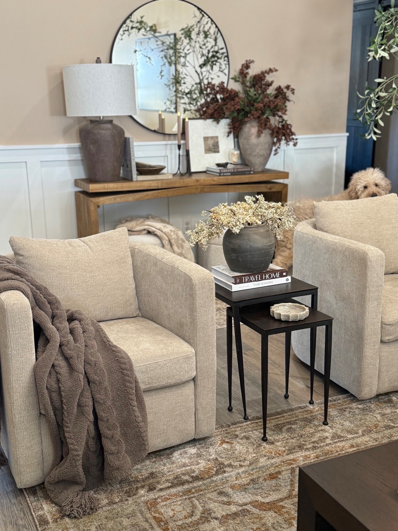Cozy Neutral Sitting Area with Accent Chairs & Nesting Tables

Follow @farmtotablecreations on Instagram for more home styling and decor finds.

A cozy sitting area like this is perfect for creating a warm and inviting space to relax or chat with friends. These neutral accent chairs paired with simple nesting tables make the setup feel functional without taking up too much room. I love layering in soft throws, a textured rug, and a few decorative pieces like books and a vase to keep everything feeling balanced and comfortable.

#accentchairs #nestingtables #livingroomdecor #throwblanket #pillows #neutraldecor #livingroomfurniture #cozylivingroom



#LTKSaleAlert #LTKHome