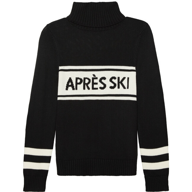 Ellsworth + Ivey | Women's Turtleneck Block 'APRES SKI' Sweater, Black (White, Size Large) | Maisone | Maisonette
