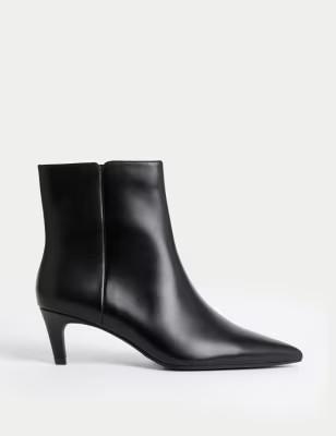 Leather Kitten Heel Pointed Ankle Boots | Marks & Spencer (UK)