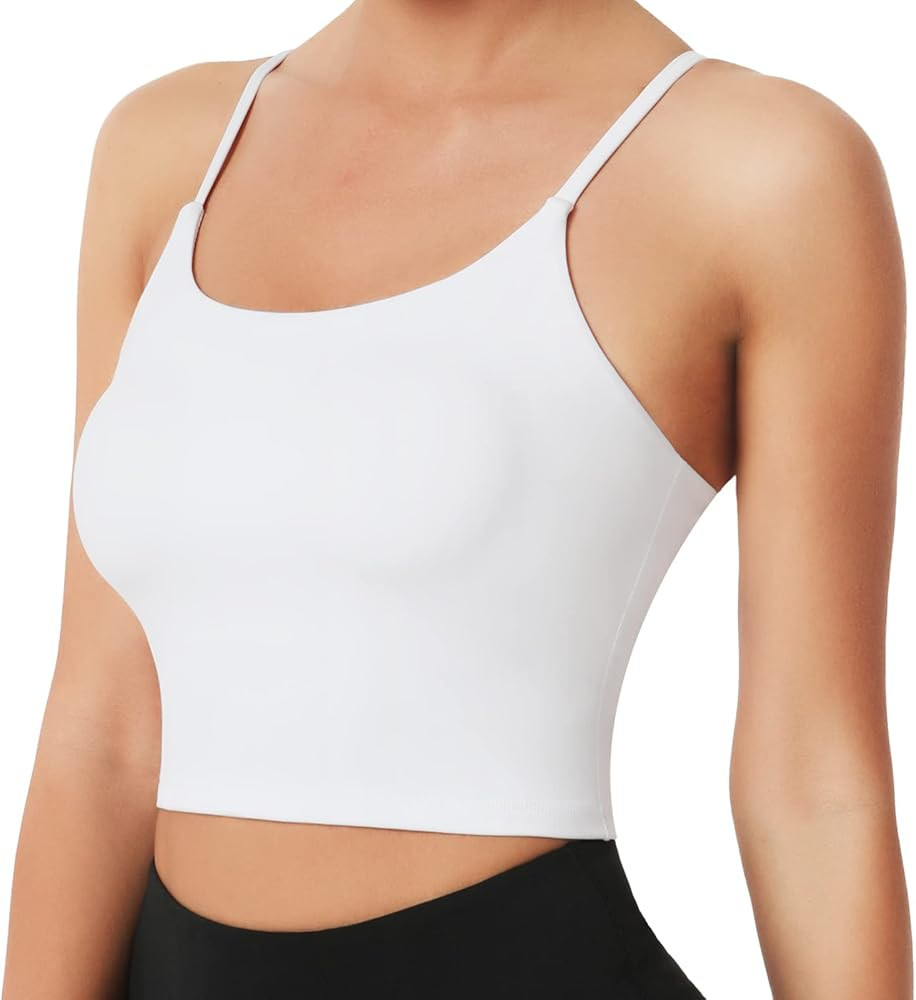 Desol Padded Longline Sports Bras for Women, Criss Cross Back Adjustable Strappy Running Workout ... | Amazon (US)