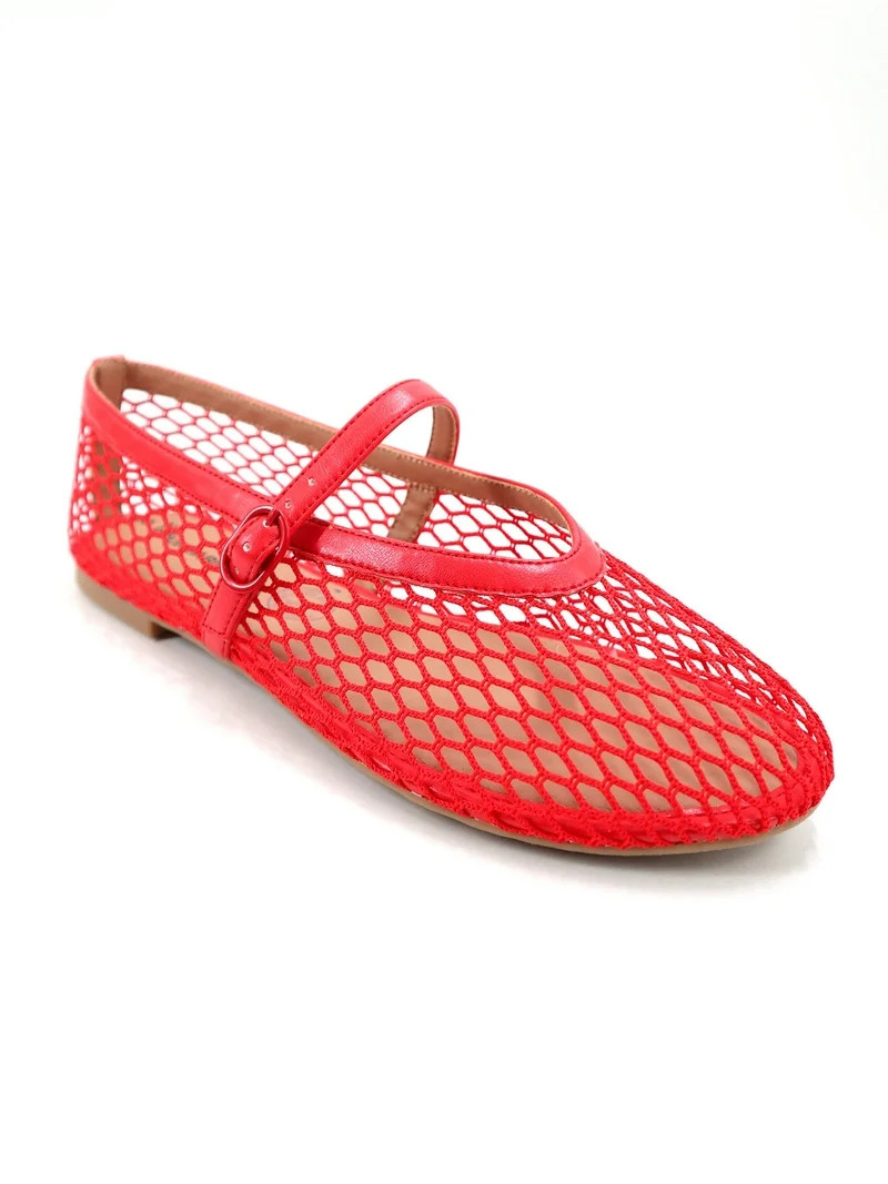 No Boundaries Women’s Mesh Mary Jane Flats | Walmart (US)