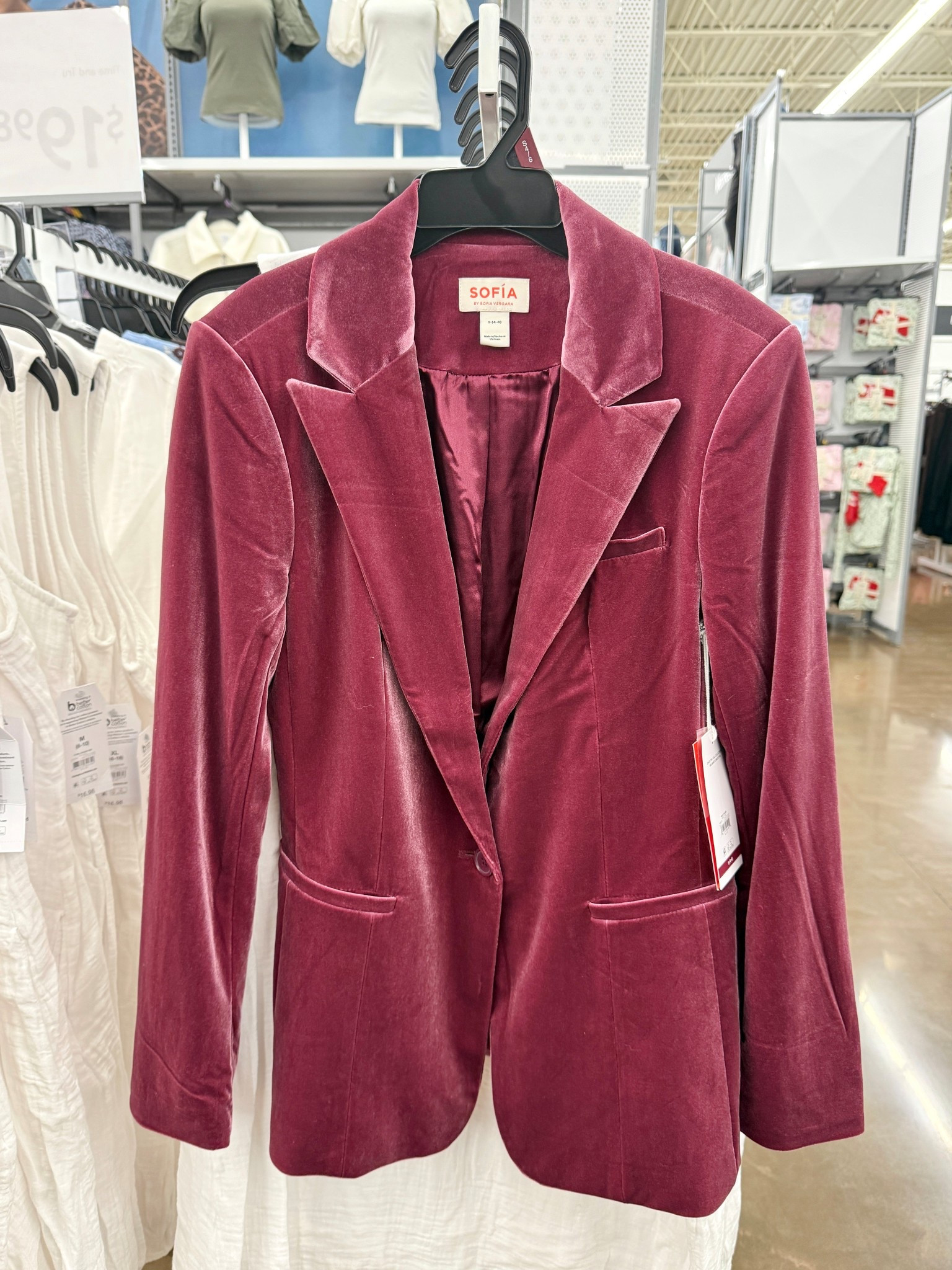 Selling fast! 🚨 This Sofia by Sofia Vergara Velvet Blazer is such a standout, especially in this rich Merlot Wine color. 🍷 The velvet fabric instantly elevates any look while still feeling comfortable and easy to wear. Tailored and polished with peak lapels and a single-button closure, it works beautifully for the office, meetings, or dressed-up evenings. 😍 A chic way to add color and texture to your workwear rotation—currently on sale, so definitely check your local Walmart for additional sizing options! #WorkwearStyle #VelvetBlazer #WalmartFashion 

#LTKSaleAlert #LTKWorkwear #LTKHoliday