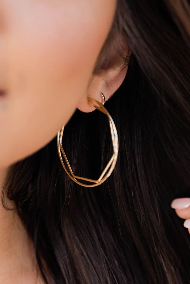 It's All True Gold Open Hoop Earrings | Pink Lily