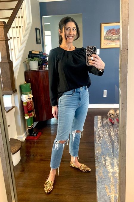 Amazon top with puff sleeves and a gathered neckline. Button closure in back. I’m wearing a small. Abercrombie distressed high waist straight leg jeans. I’m wearing a size 27. Steve Madden leopard print shoes. 


#LTKshoecrush #LTKunder100 #LTKstyletip