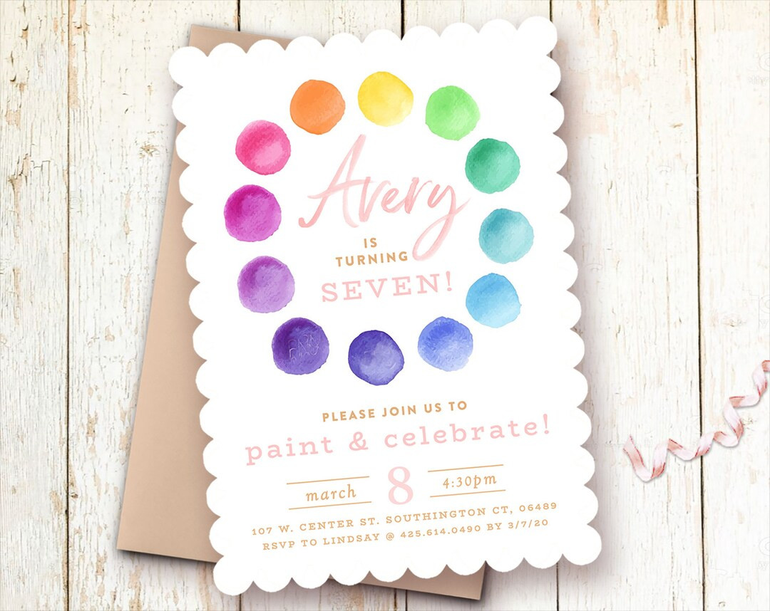 Paint Party Birthday Invitations, Girl, Pink, Printed, Printable - Etsy | Etsy (US)