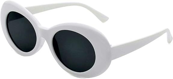 White Oval Round Sunglasses Thick Bold Clout Goggles Oval Mod Retro Vintage Kurt Cobain Inspired ... | Amazon (US)