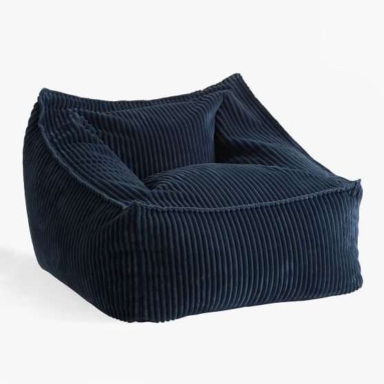 Large Chamois Midnight Blue Modern Bean Bag Lounger | Pottery Barn Teen