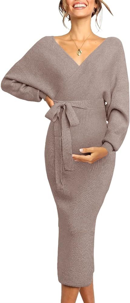 Chang Yun Maternity Nursing Dress Sweater Dress for Women Wedding Guest Dress Baby Shower Materni... | Amazon (US)
