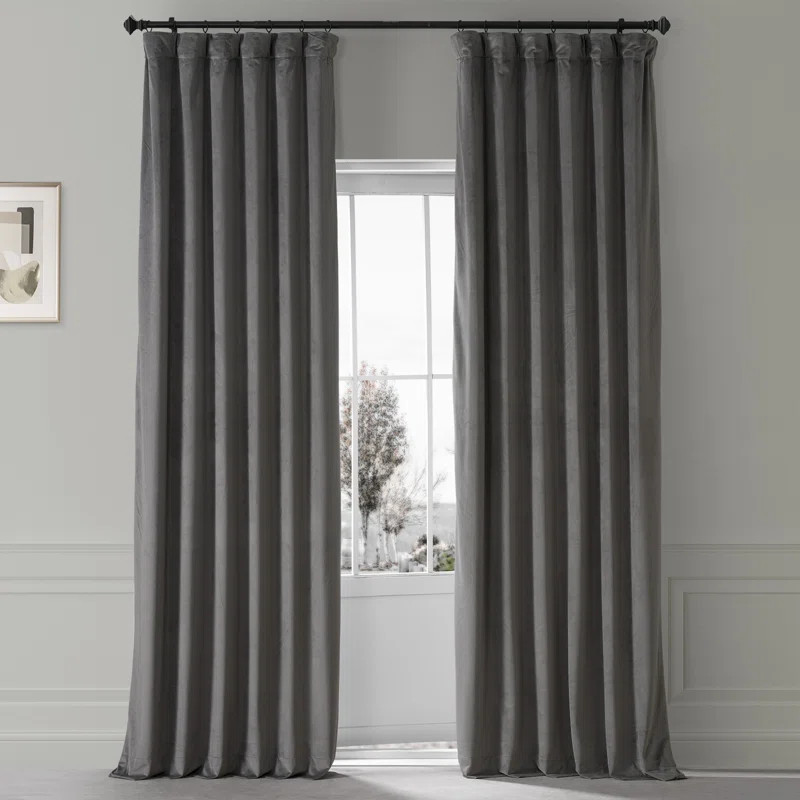 Niemeyer Velvet Solid Max Blackout Thermal Rod Pocket Single Curtain Panel | Wayfair North America