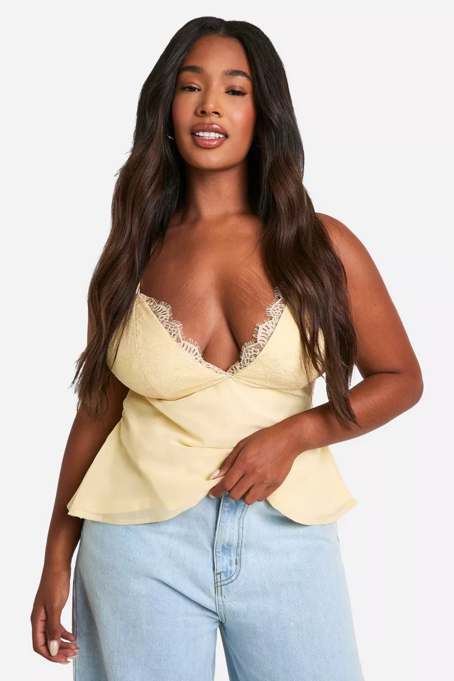Plus Lace Cup Chiffon Camisole | boohoo (US & Canada)