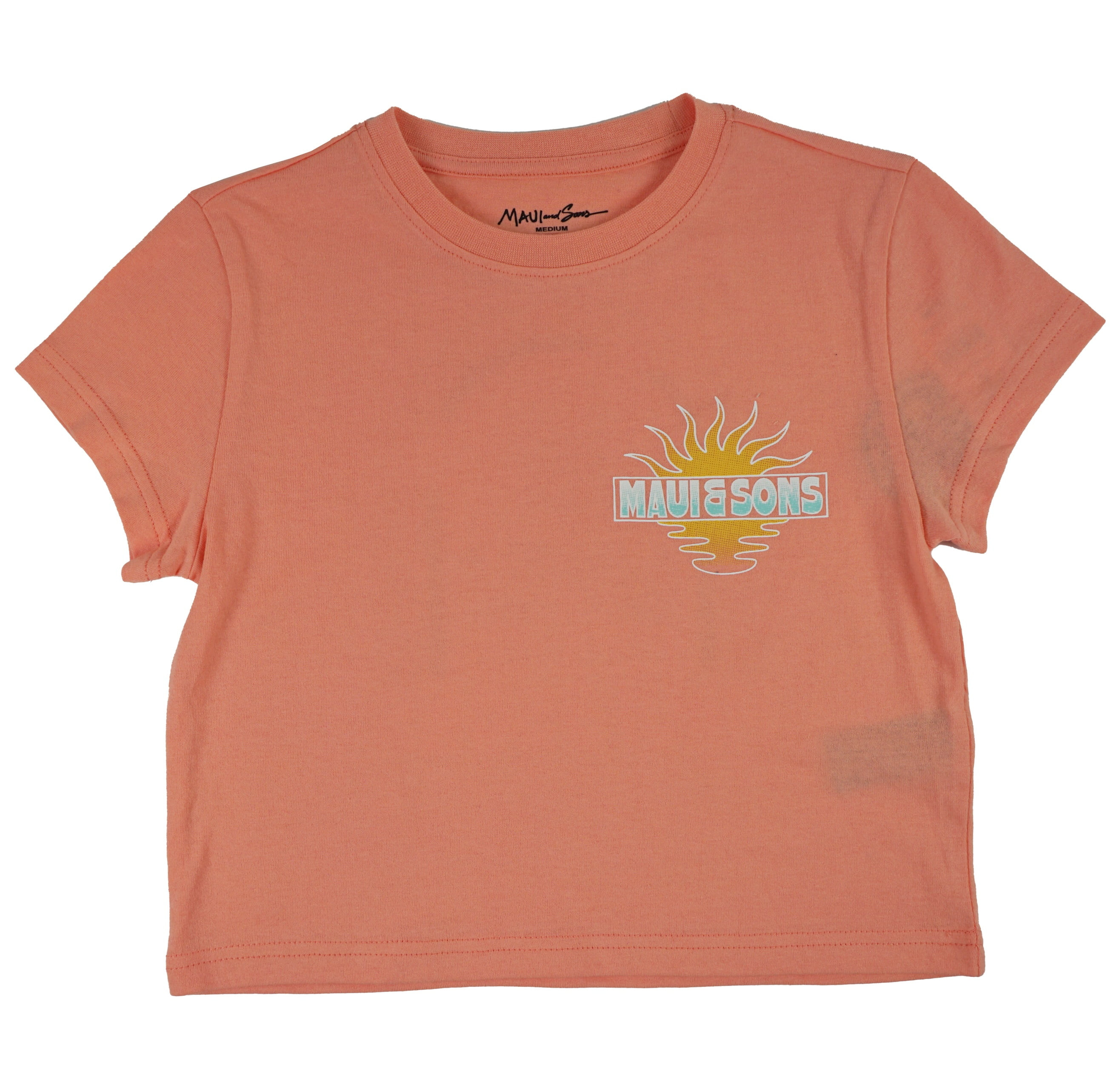 Maui and Sons Girls T-Shirt, Chill Vibes Relaxed Fit Tee, Coral, Weekend Adventurewear - Walmart.... | Walmart (US)