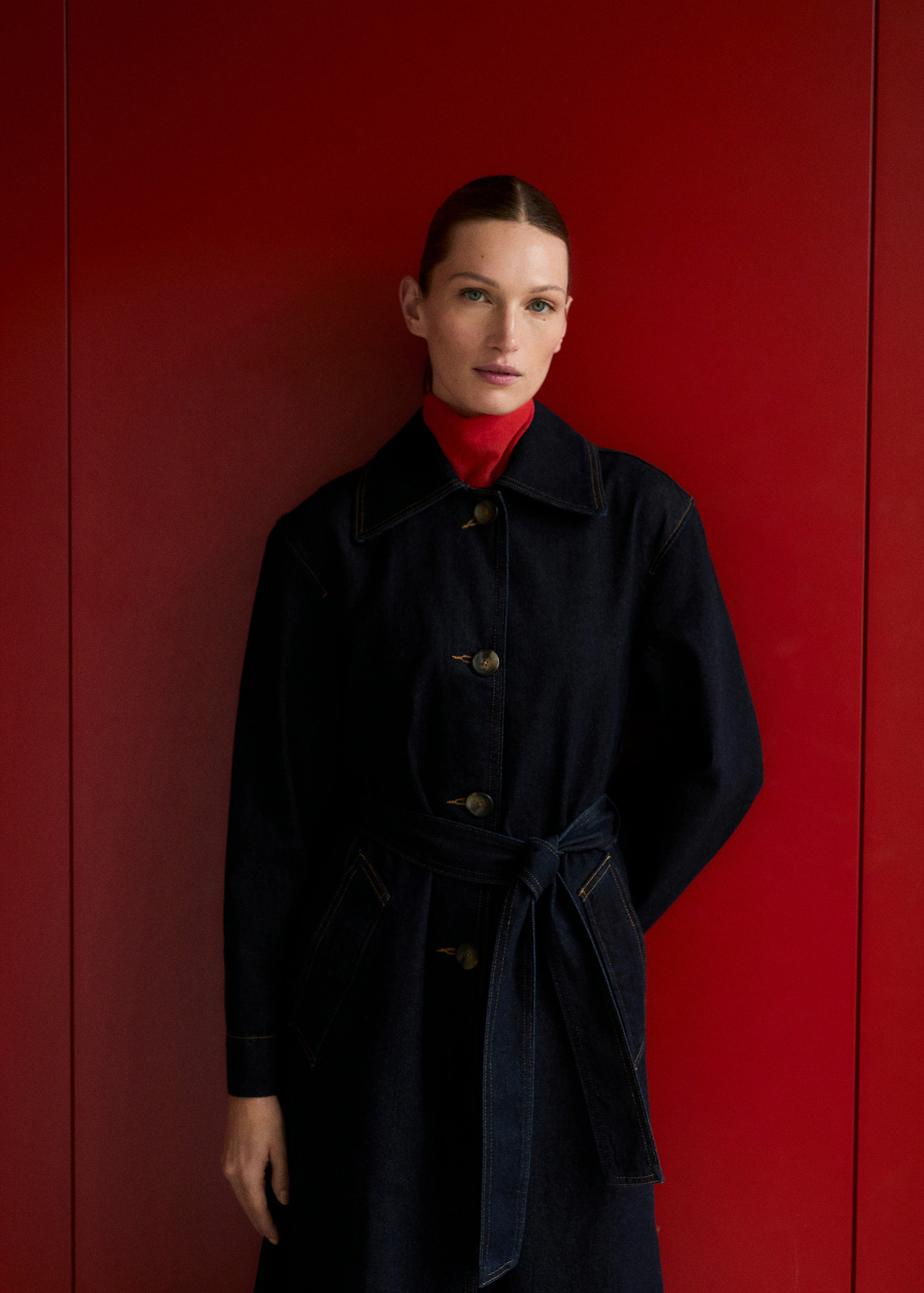 Long rinse-wash denim trench coat - Women | MANGO USA | Mango (US/MX/AU)