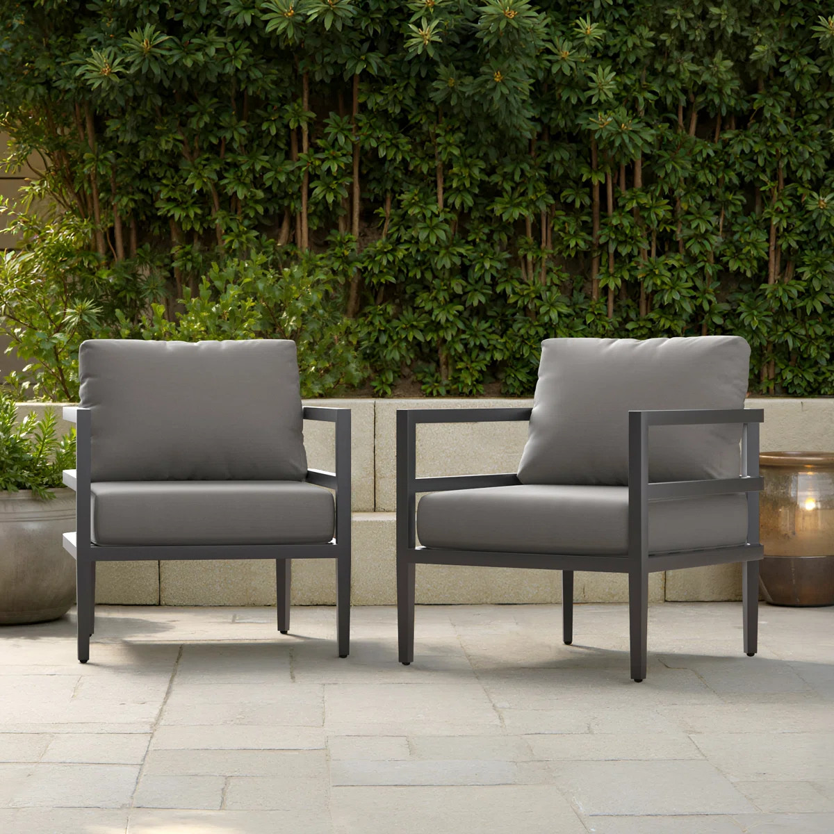 Morelia Club Chairs (Set Of 2) - Olefin Charcoal | Wayfair North America