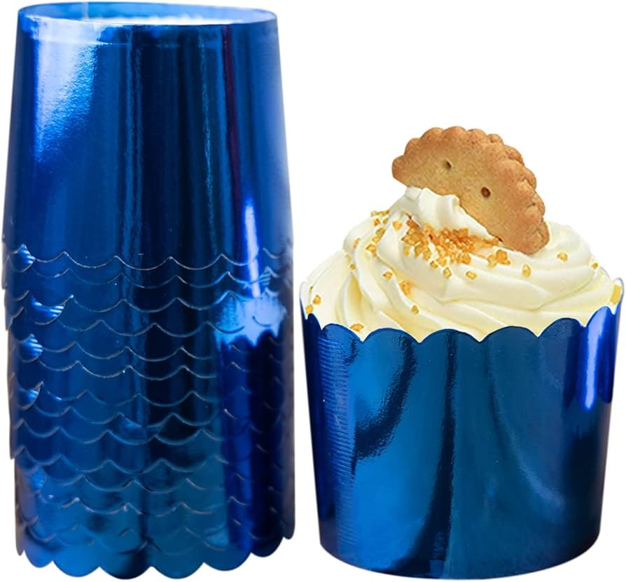 Blue Baking Cups Cupcake Liners, 50pcs Paper Baking Cups Muffin Liners Greaseproof Disposable Bul... | Amazon (US)