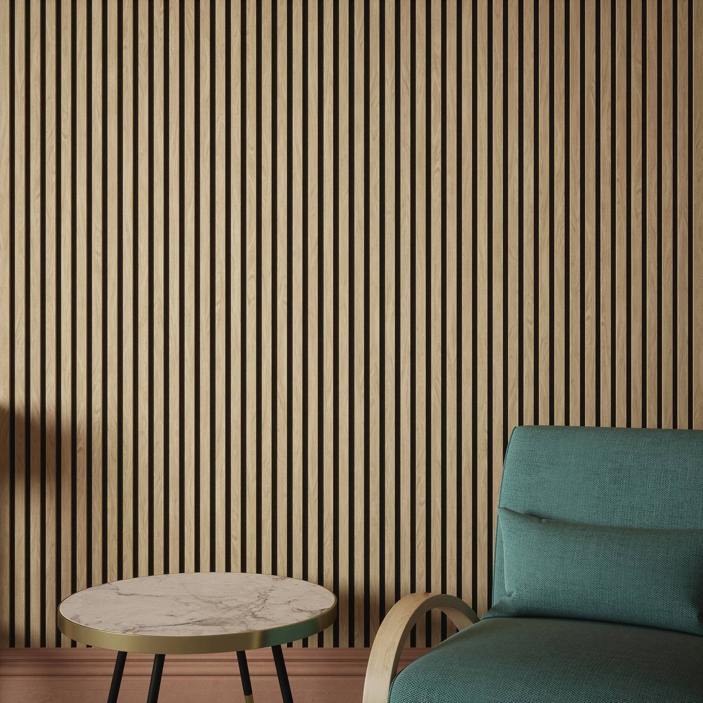 Kraus Acoustic Wood Veneer Natural Oak Wall Panel - 2.4m | argos.co.uk
