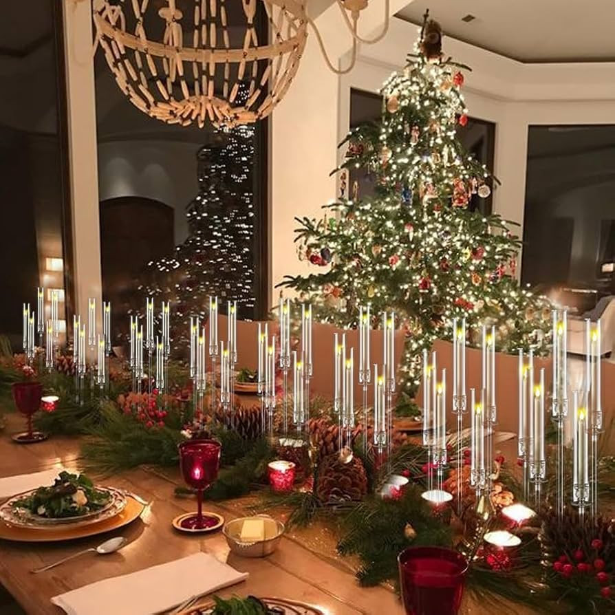 8sets 5 Arms Acrylic Clear Candelabra Centerpieces for Wedding,Clear Candle Holder Acrylic Bulk T... | Amazon (US)