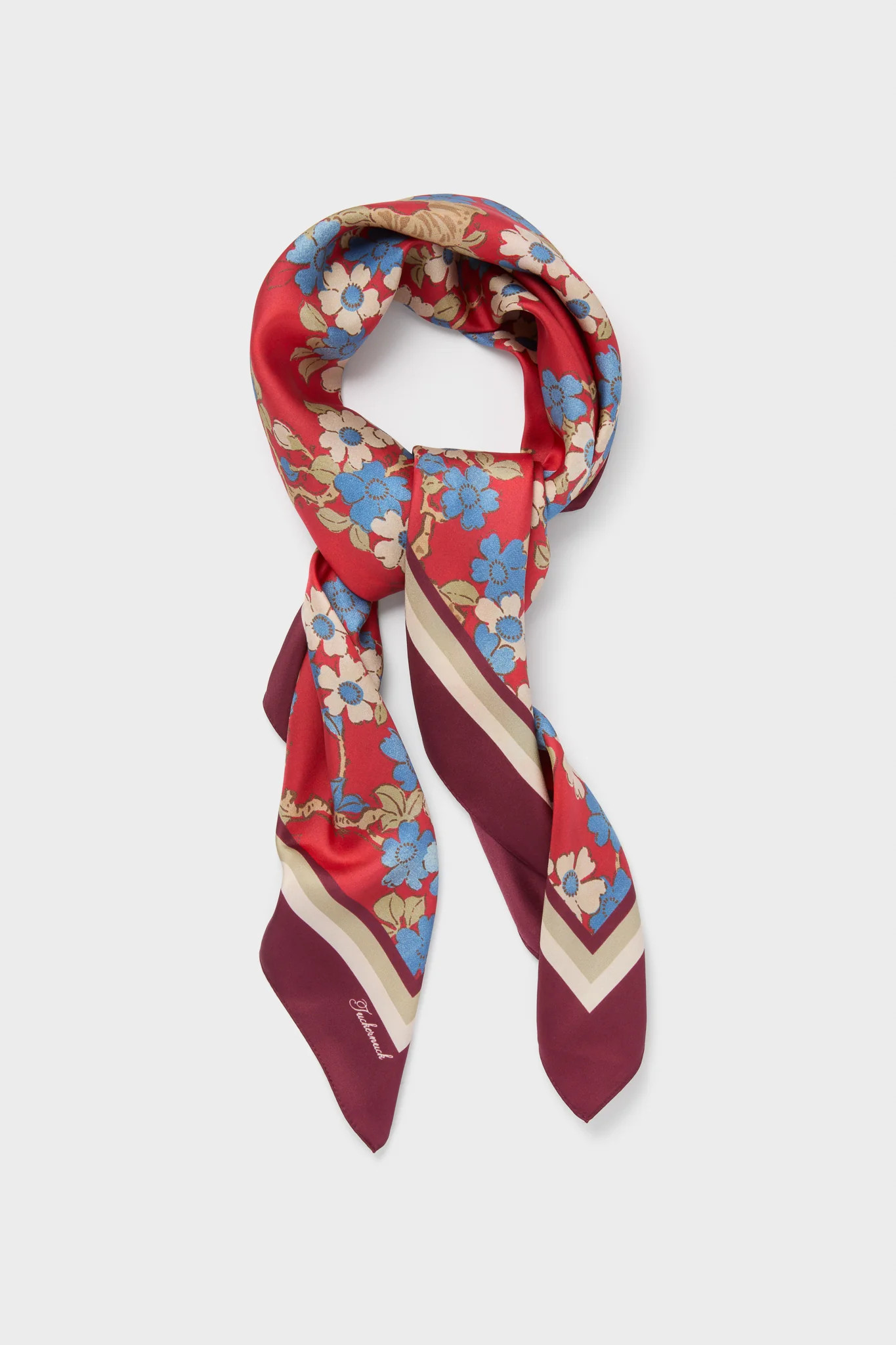 Scarlet Sakura Medium Silk Scarf | Tuckernuck (US)