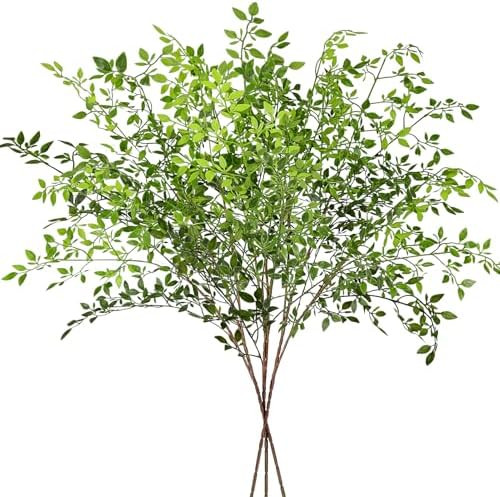 3PCS Artificial Nandina Stems for Vase, Faux Green Spring Plant Branches, Fake Floral Eucalyptus ... | Amazon (US)