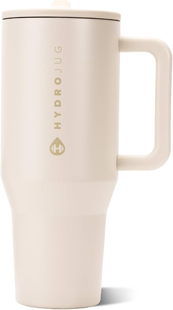 HydroJug Traveler 40oz, Insulated Tumbler with Handle & Straw, Cream | Amazon (US)