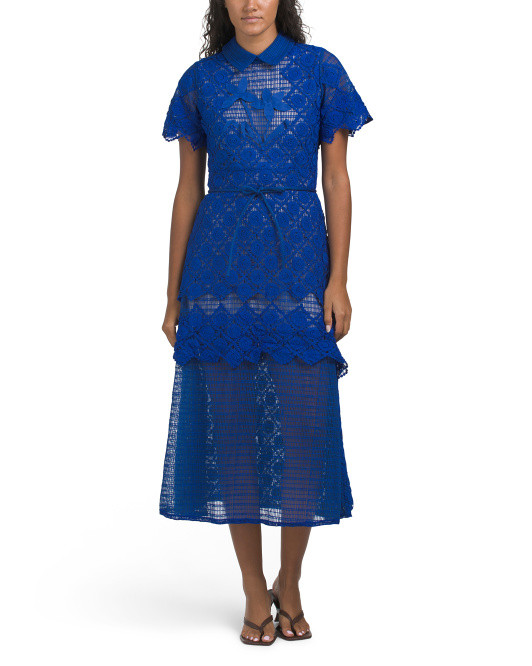 Short Sleeve Floral Applique Dress | TJ Maxx