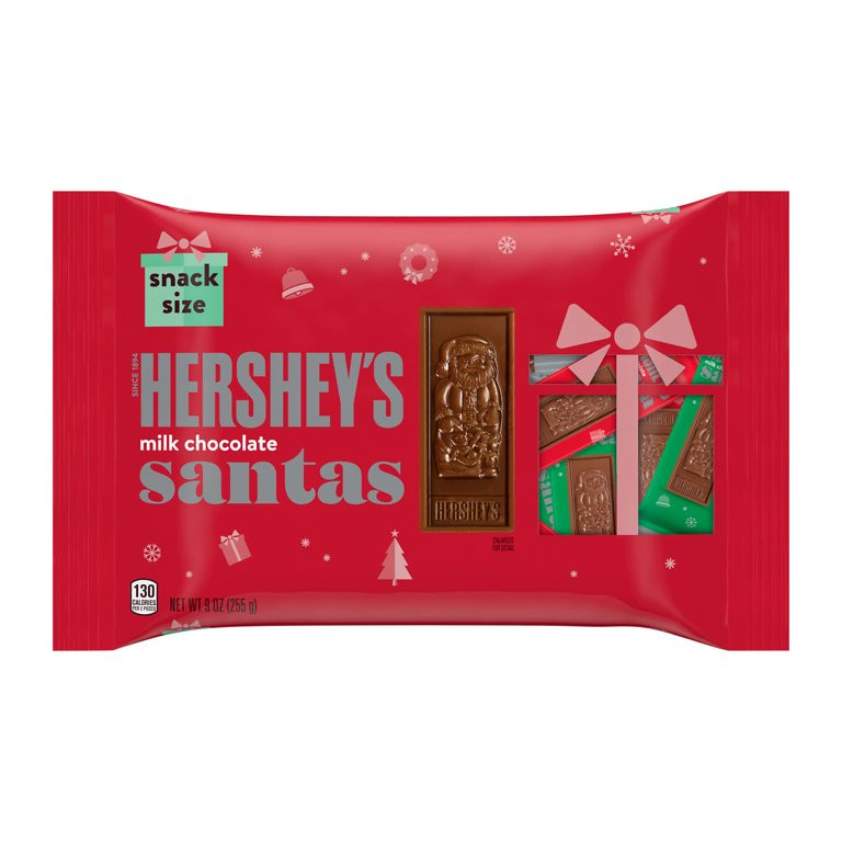 Hershey's Milk Chocolate Snack Size Santas Christmas Candy, Bag 9 oz | Walmart (US)