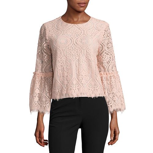 Worthington Long Bell Sleeve Lace Blouse - JCPenney | JCPenney