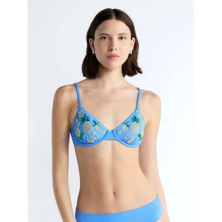 Free Assembly Women's Beaded Demi Underwire Bikini Top, Sizes XS-XL | Walmart (US)